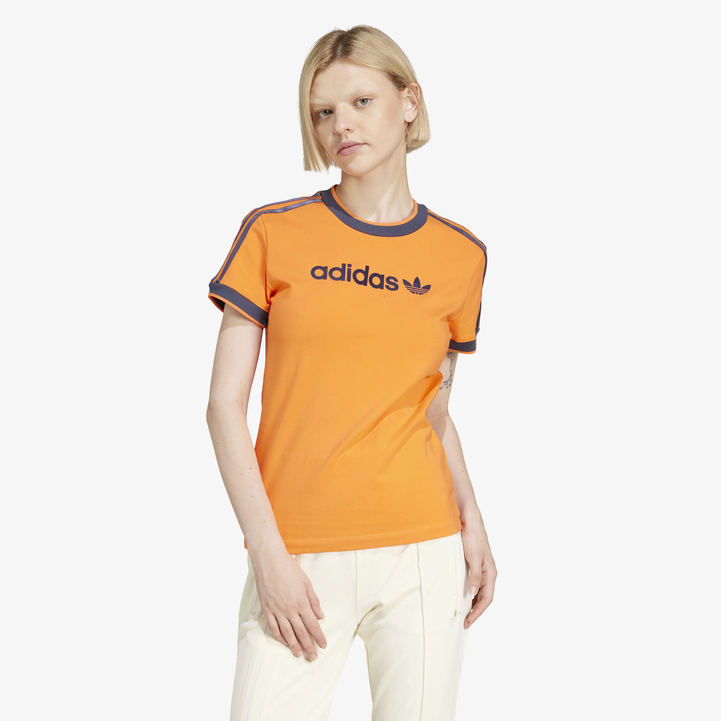 Wmns Linear Logo 3 Stripes Tee - Image 2