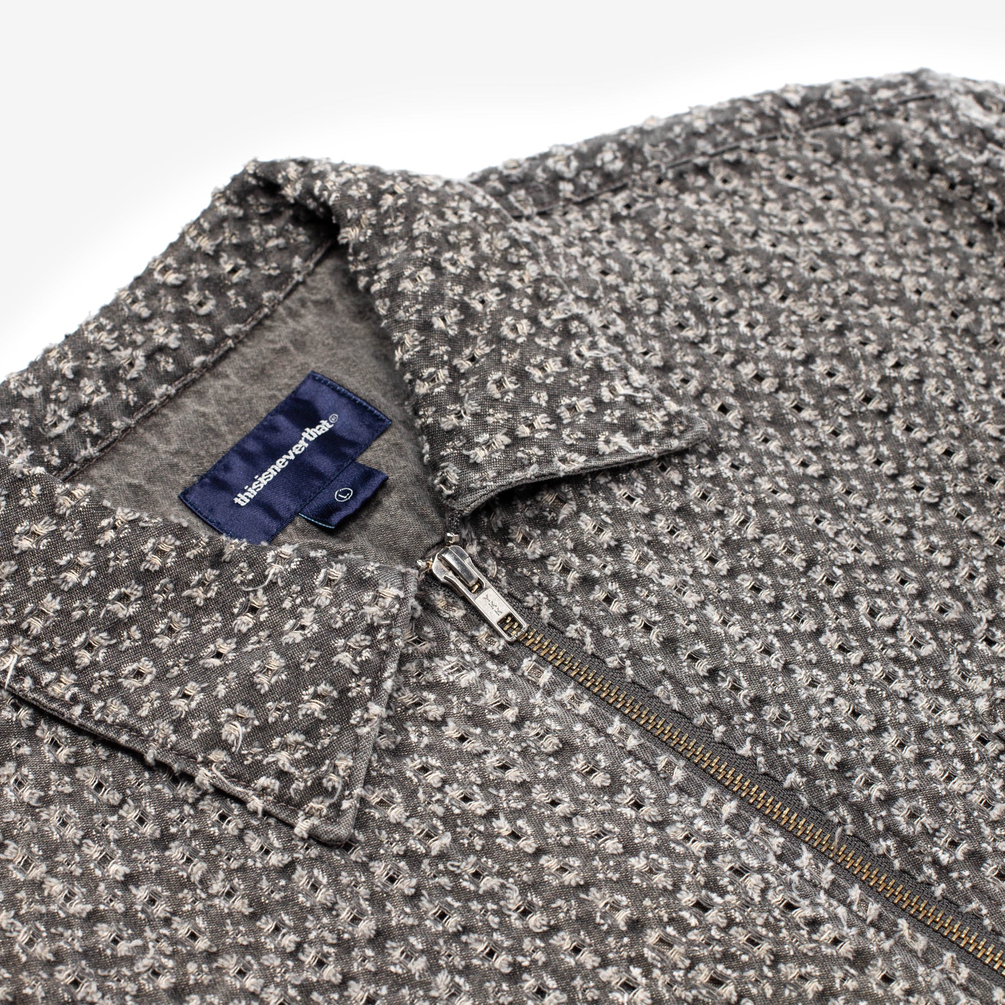 Damaged Denim Zip Short Sleeve Shirt - Image 3